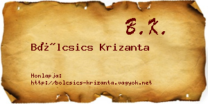 Bölcsics Krizanta névjegykártya